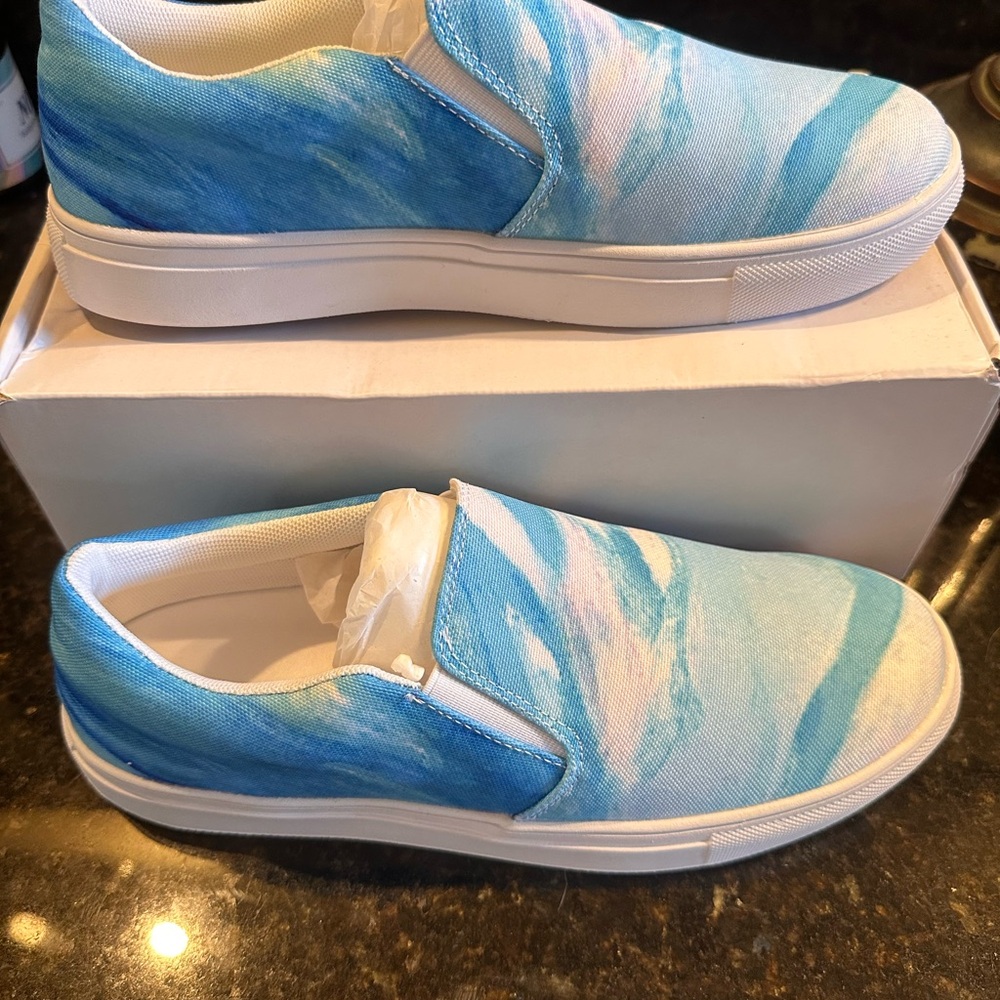 Ocean blue Custom Printed Slip-on Sneaker